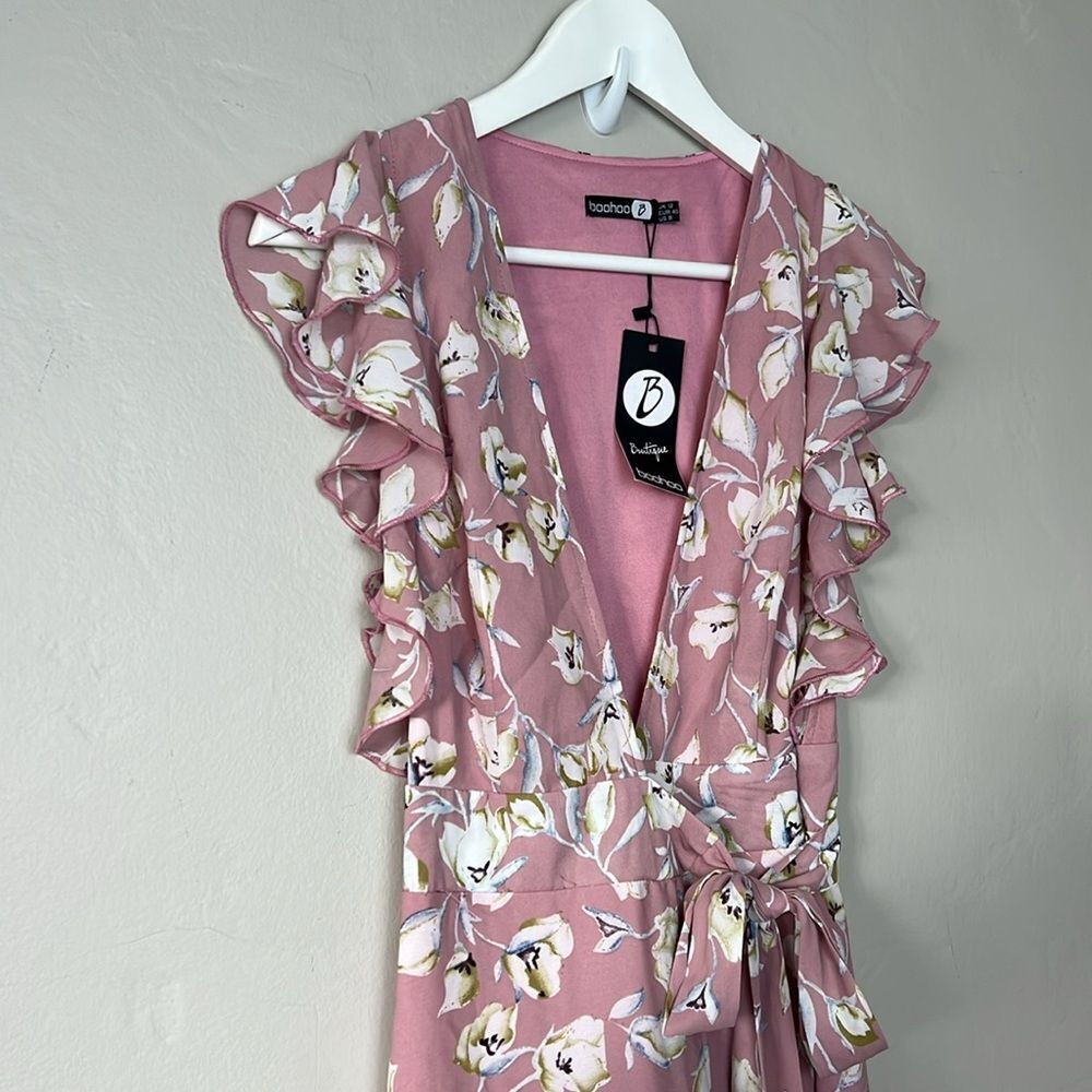Boohoo FLORAL FRILL DETAIL WRAP MAXI DRESS - Picture 4 of 12